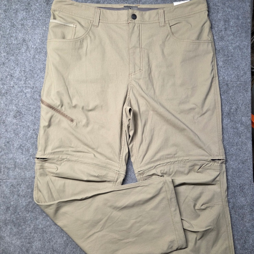 NWT Royal Robbins Mens 38x32 Khaki Convertible Zip Off Hiking Pants Stretch